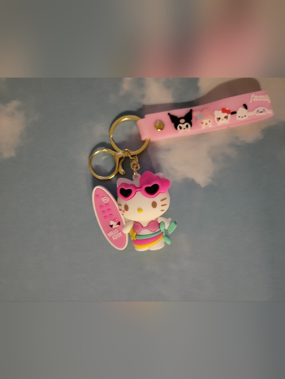 Hello Kitty Pink Surfboard Keychain